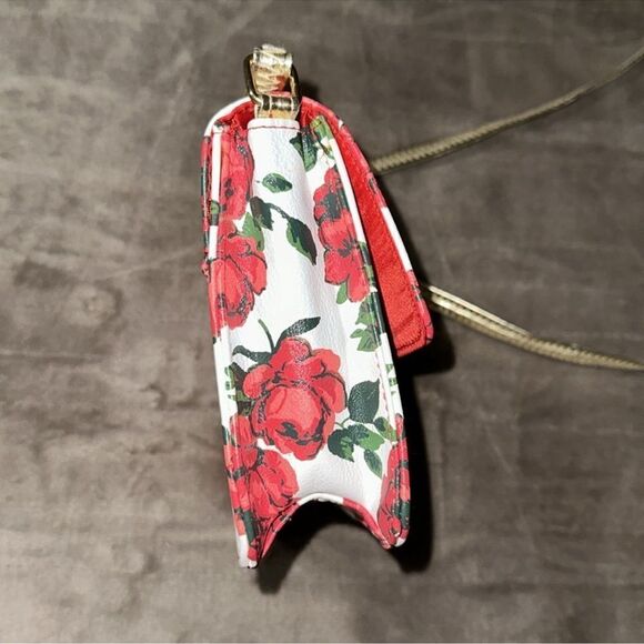 DISNEY Beauty & The Beast Rose Floral Gold Tone Faux Leather Mini Crossbody Bag - Picture 9 of 10